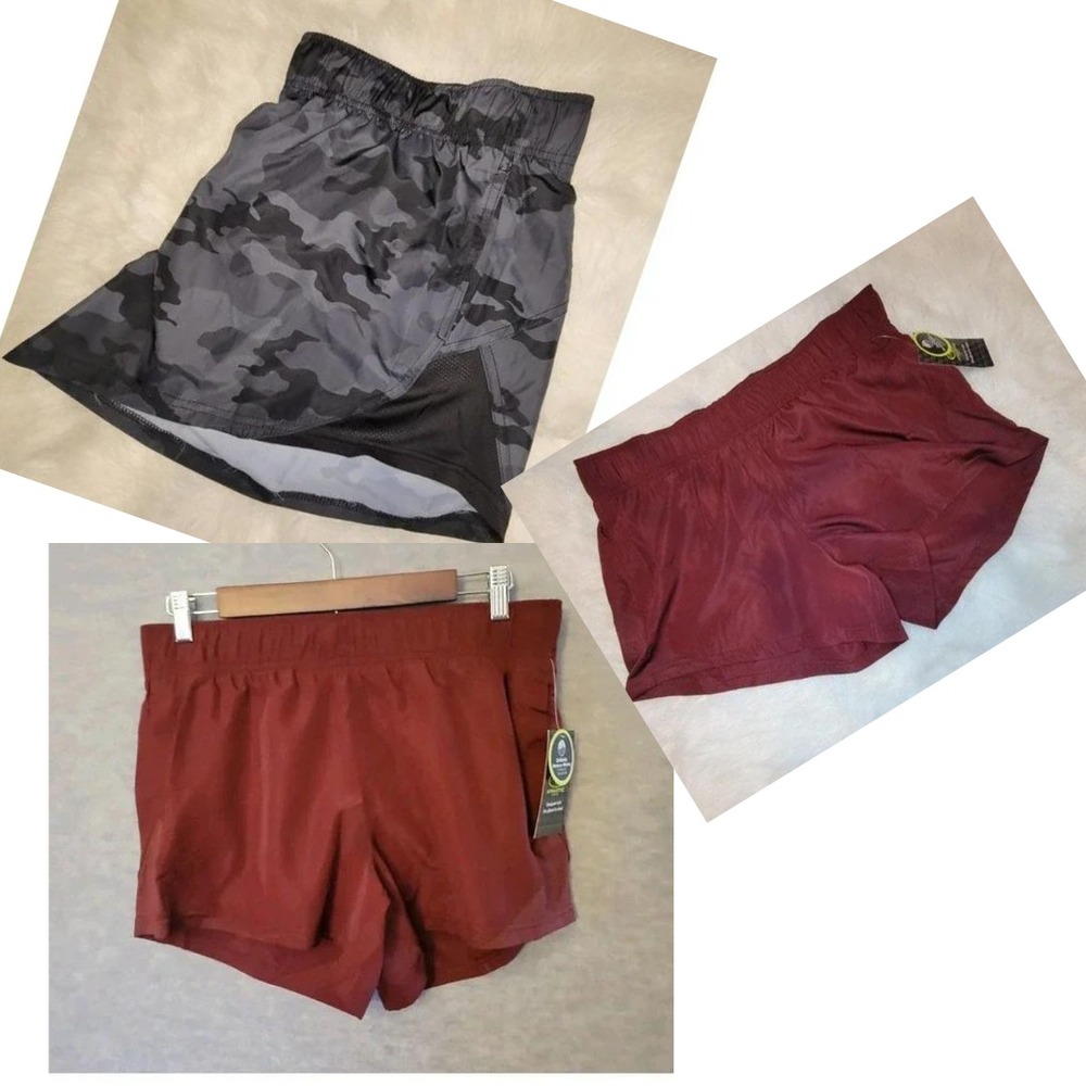 Lot 3 Running Shorts Women XL Lined Track Tennis Golf Black Maroon Lightweigt- A
